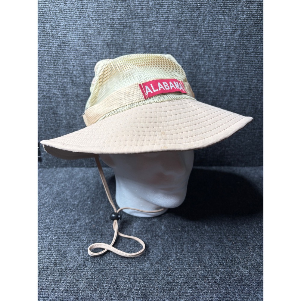 Alabama Boonie Hat Tan Mesh Sun Safari Fishing Wide Brim Adjustable Chin Strap